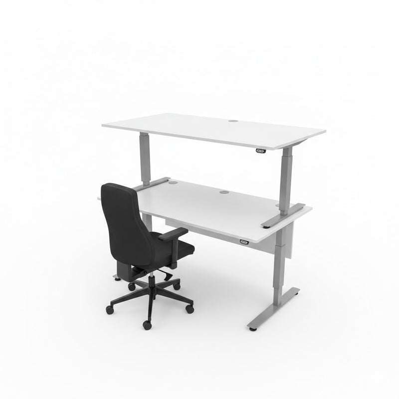 Skrivbord, el höj och sänkbar, vit/grå, 160x80cm