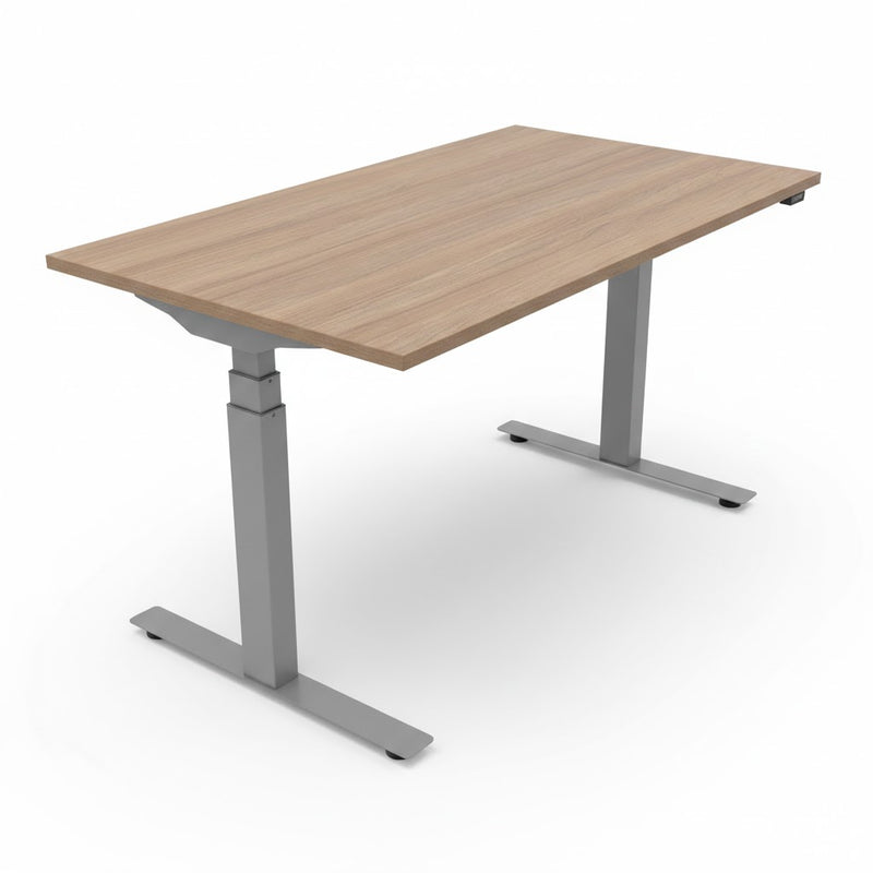 Höj och sänkbart el skrivbord 140x80cm Amber ek grått stativ