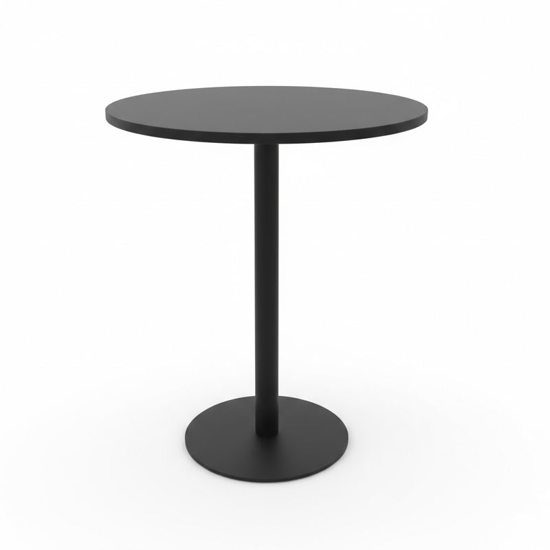 Ståbord, svart stativ, mörkgrå skiva diameter 85cm