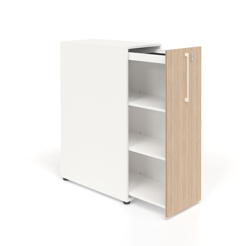 Skåp Boxi  m utdragbar hyllsektion, låsbart, pennlåda H1200xB800xD420